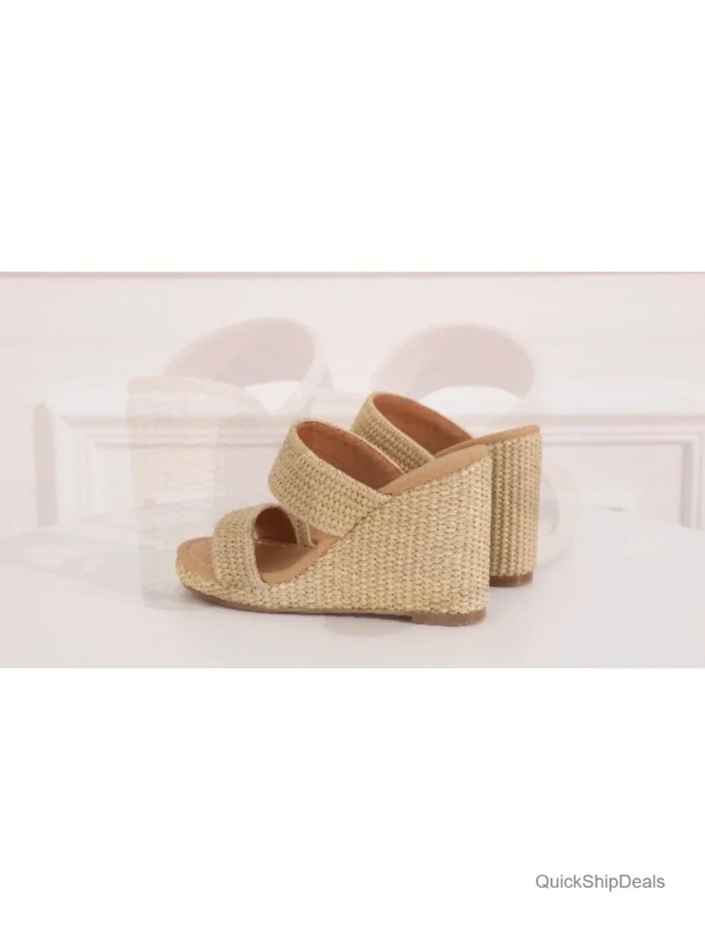 Slip On Wedge Sandals Espadrilles Platform Slides Dressy High Heel Mules - Picture 5 of 5